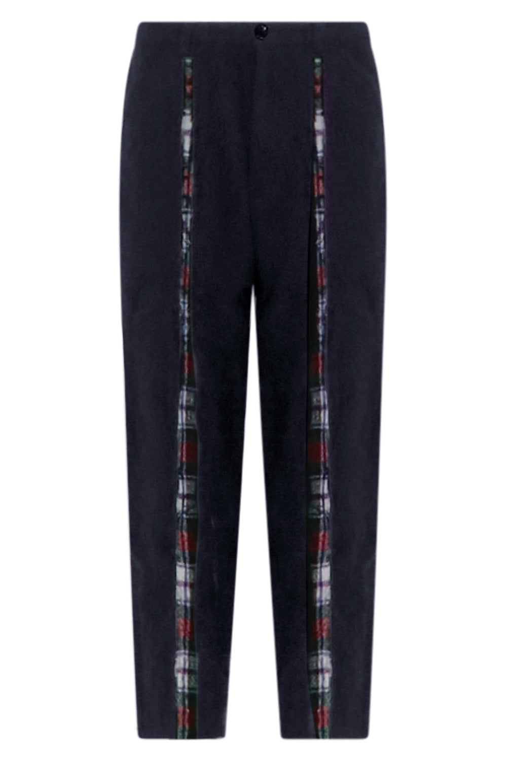 COMME DES GARCONS SHIRT RTW PANTS WITH TARTAN DETAILING | NAVY/WHITE