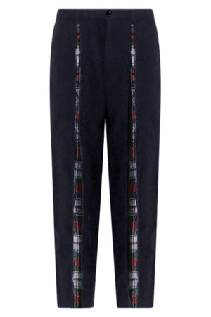 COMME DES GARCONS SHIRT RTW PANTS WITH TARTAN DETAILING | NAVY/WHITE