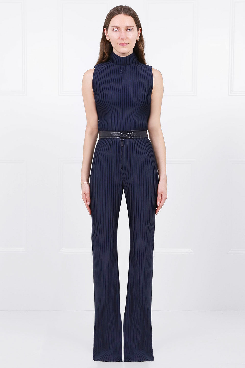 COURREGES RTW PLISSE PLEATED PANTS | NAVY