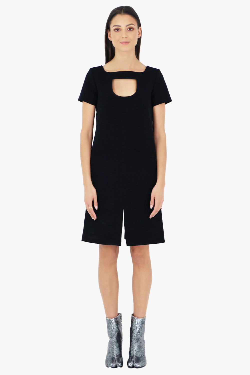 COURREGES RTW TAILORED MINI DRESS WITH NECK CUTOUT | BLACK