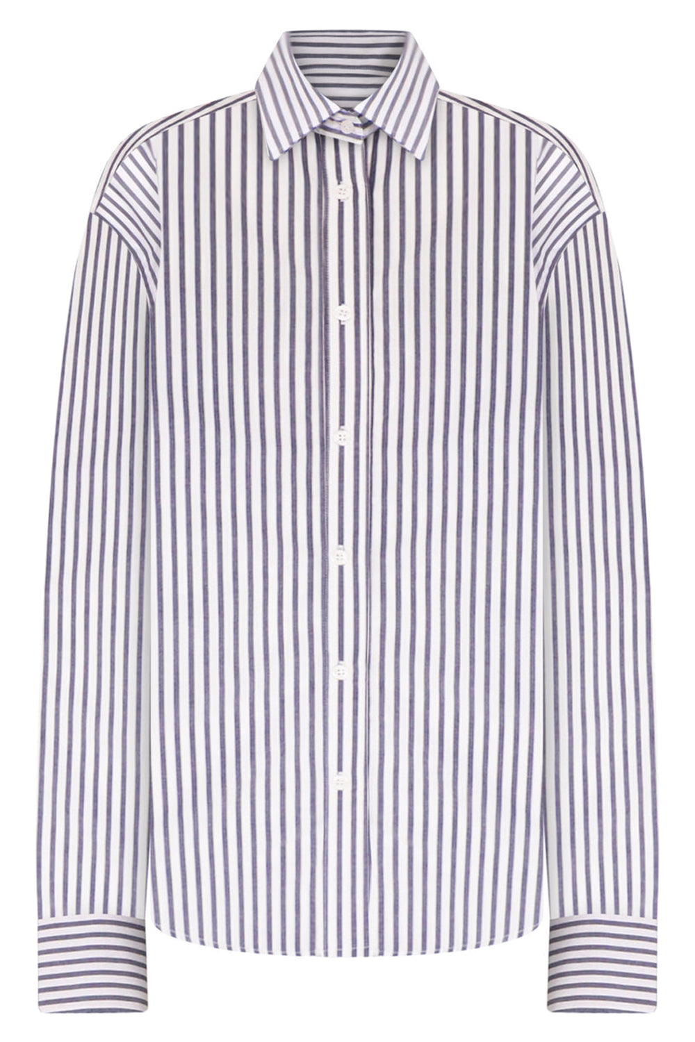 Filippa K - Striped Cotton Shirt in Pacific Blue and White Stripe
