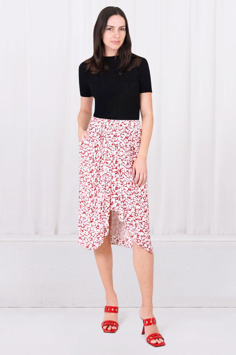 ISABEL MARANT - ETOILE RTW ETOILE SIASI PRINTED MIDI SKIRT | RASPBERRY