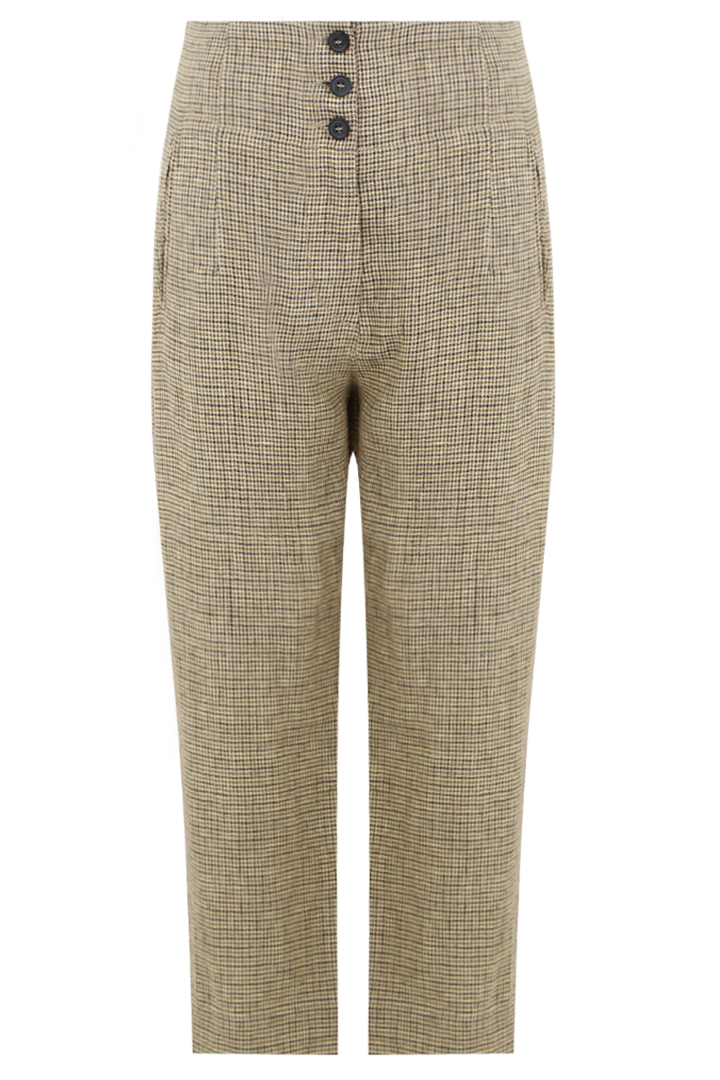 ISABEL MARANT PANTS ETOILE JAZ PANTS HERRINGBONE CHECK BEIGE