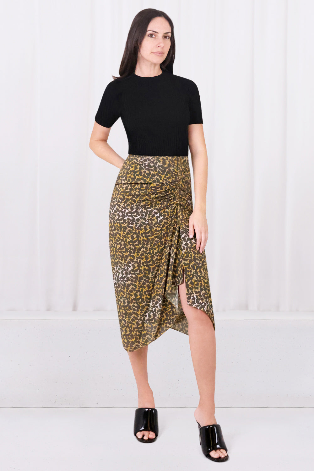 ISABEL MARANT RTW ETOILE AZARIA DRAPED LONG SKIRT | BRONZE