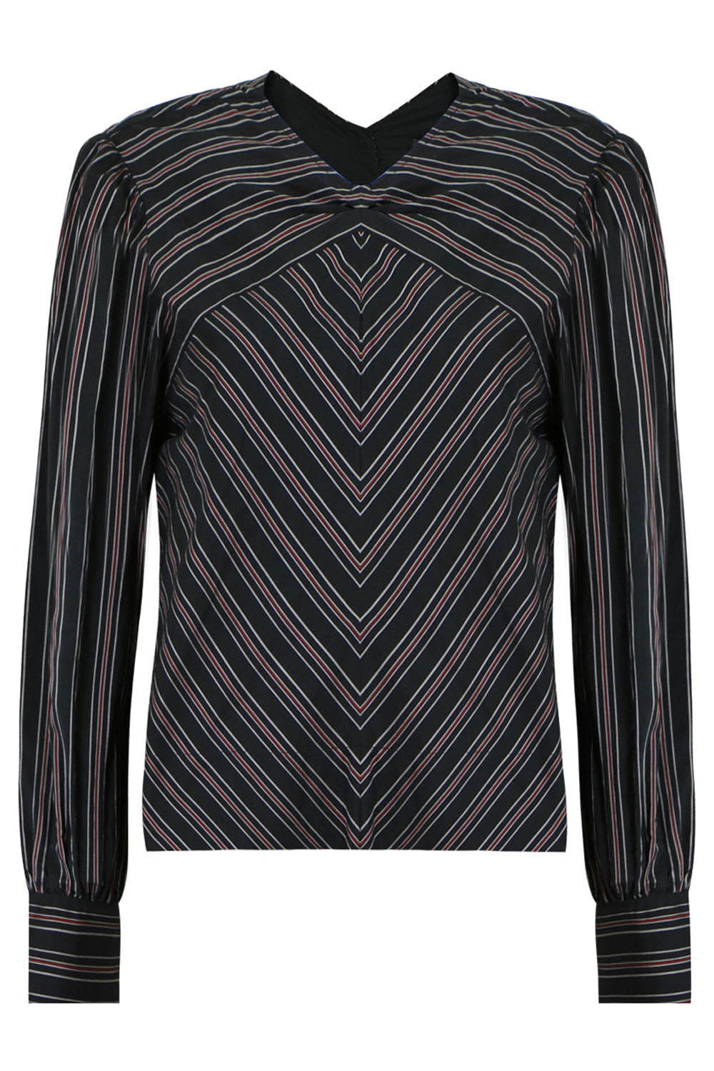 ISABEL MARANT RTW VAL STRIPE BLOUSE BLACK