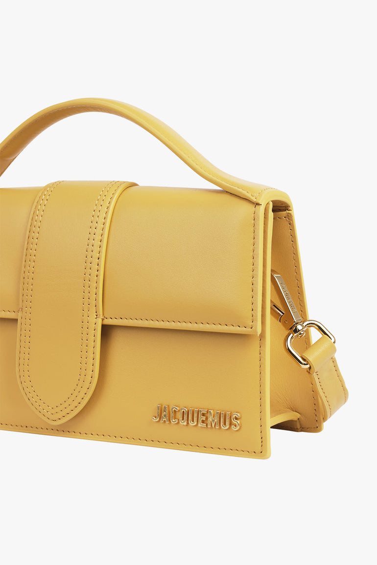 Jacquemus Suede Le Bambinou Top-handle Bag In Yellow