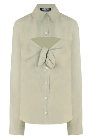 JACQUEMUS RTW LA CHEMISE ALBI CUTOUT SHIRT | LIGHT GREEN