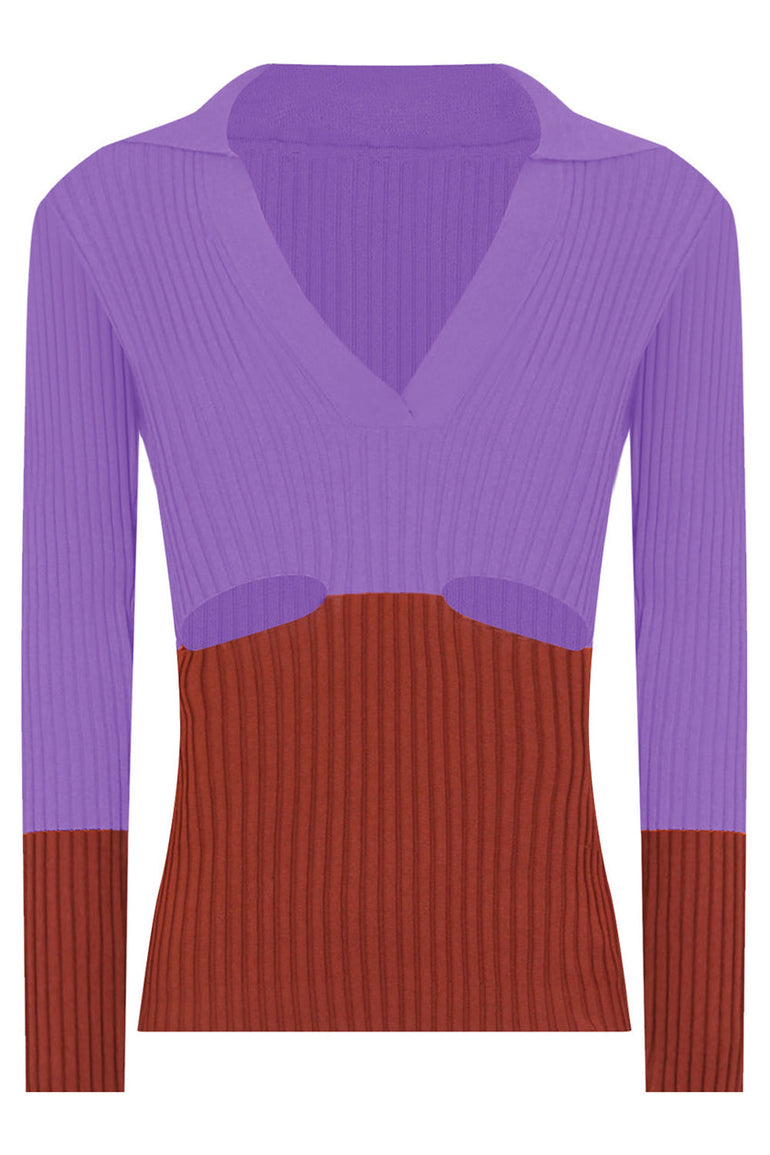 Asymmetric block ribbed sweater, Le 31