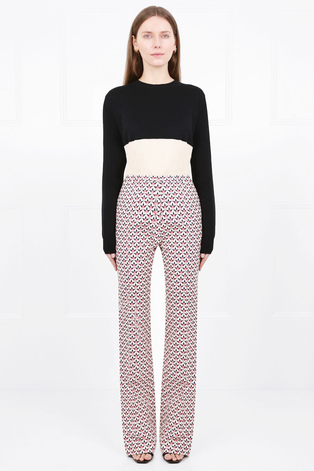 JIL SANDER RTW CONTRAST PANEL KNIT TOP | BLACK/WHITE