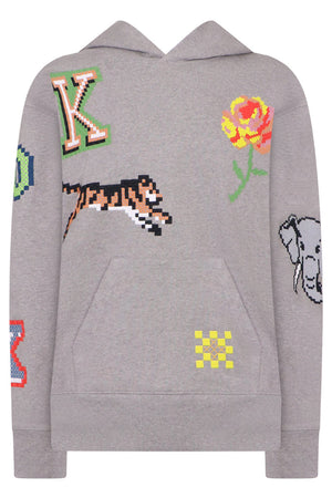 KENZO RTW PIXEL OVERSIZE HOODIE | PEARL GREY