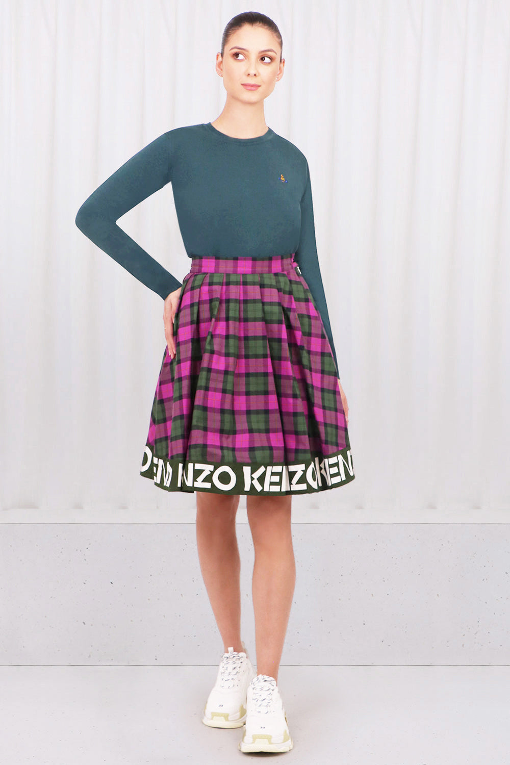 KENZO RTW SHORT FLARED SKIRT | DEEP FUSCHIA