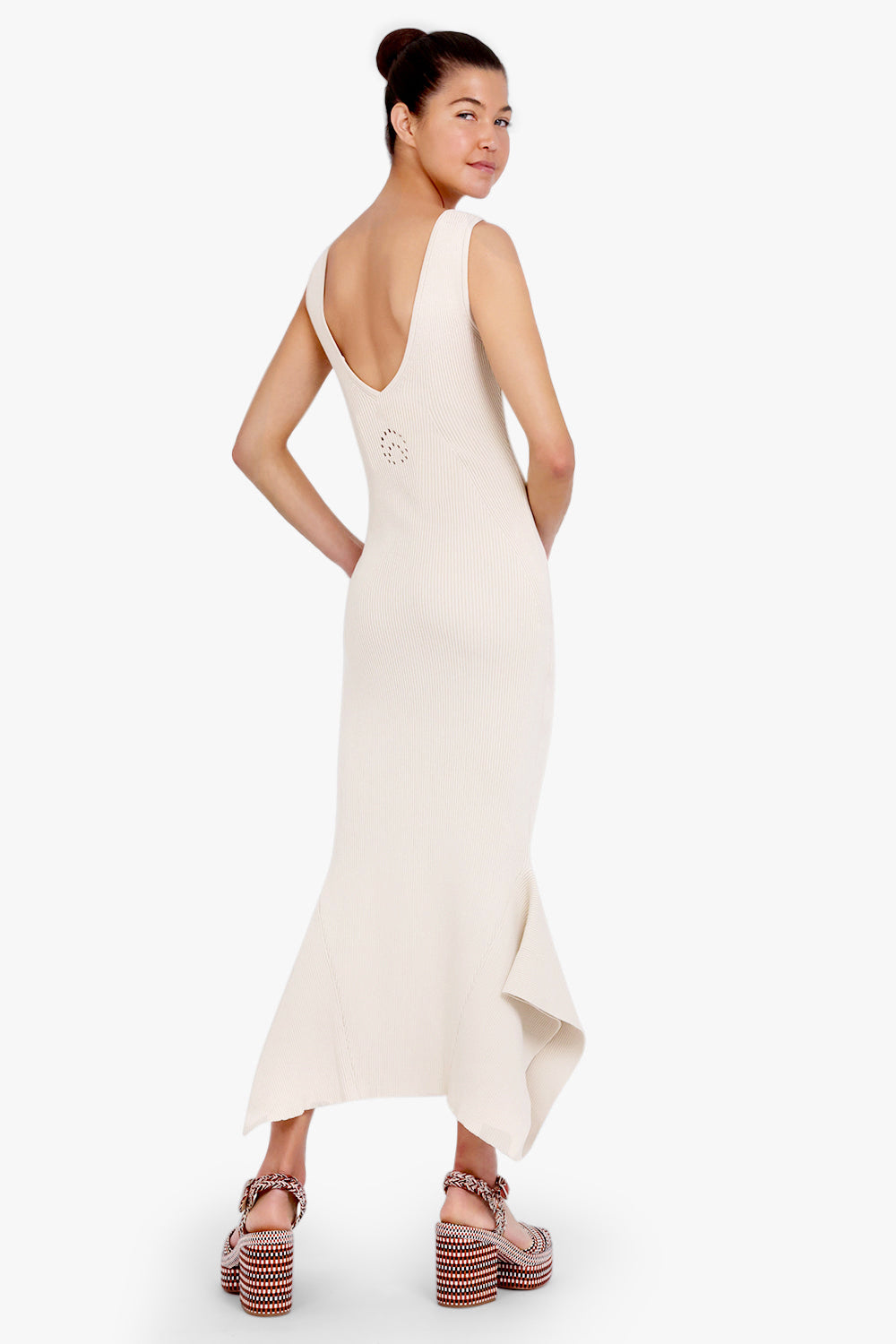 MARINE SERRE RTW Rib Knit Flared Dress | White