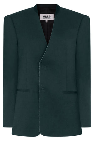 MM6 BY MAISON MARGIELA RTW RAW EDGE LAPEL BLAZER | POISON GREEN