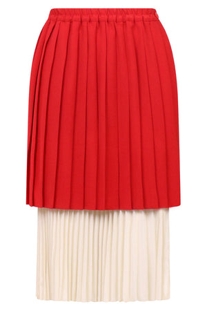 MM6 BY MAISON MARGIELA SKIRTS ASYMMETRIC PLEAT MIDI SKIRT | RED/CREAM