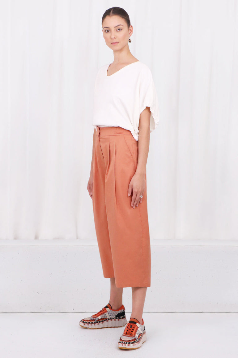 MOTHER OF PEARL RTW DAWSON WIDE LEG CROP PANT SEPIA BROWN