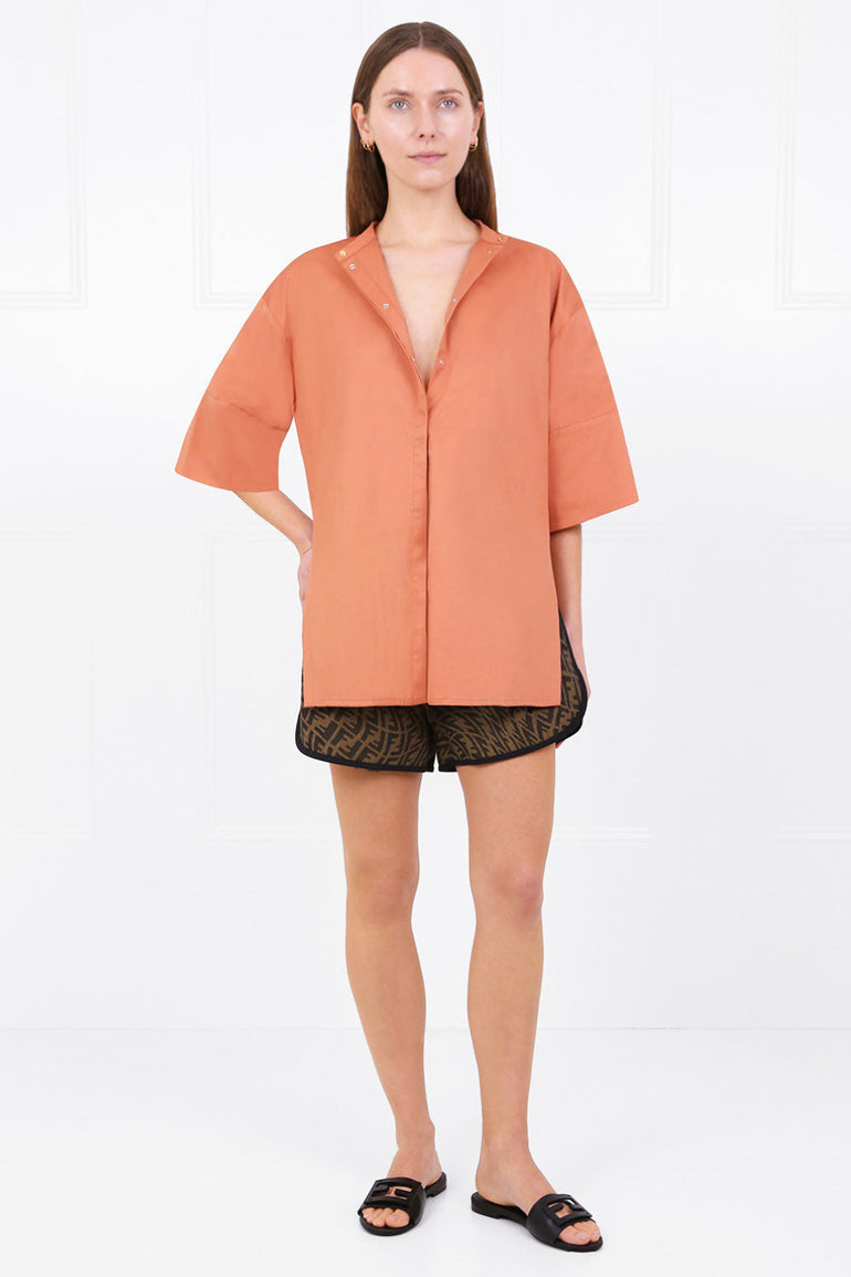 MOTHER OF PEARL RTW JADE OVERSIZED SHIRT S/S SEPIA BROWN