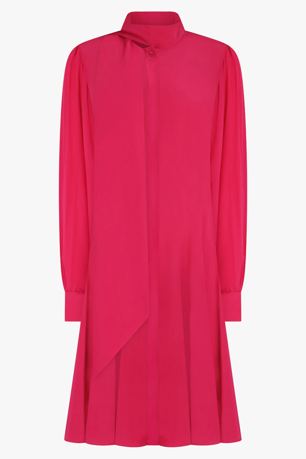 NINA RICCI RTW Midi Crepe De Chine Neck Tie Dress | Fuschia