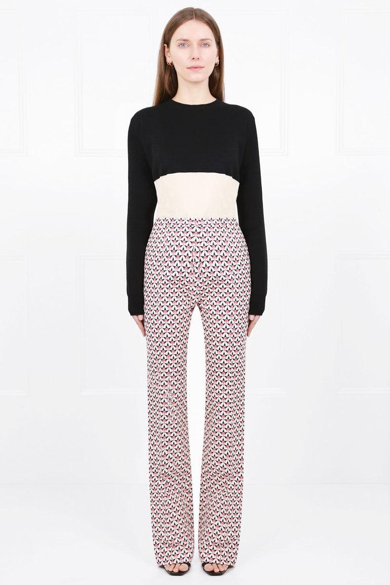 RABANNE RTW 70'S PRINT TAILORED PANT OFF WHITE