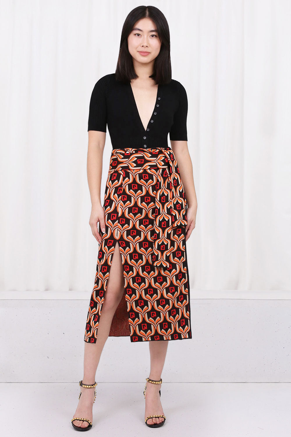 RABANNE RTW JACQUARD KNIT SKIRT TAPESTRY PRINT