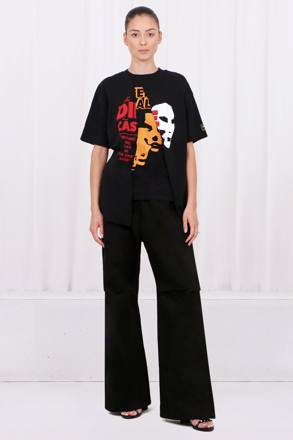 RAF SIMONS RTW DETACHED PRINT DOUBLE T-SHIRT | BLACK