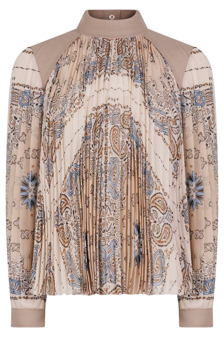 SACAI RTW Bandana Print Pullover Top | Beige