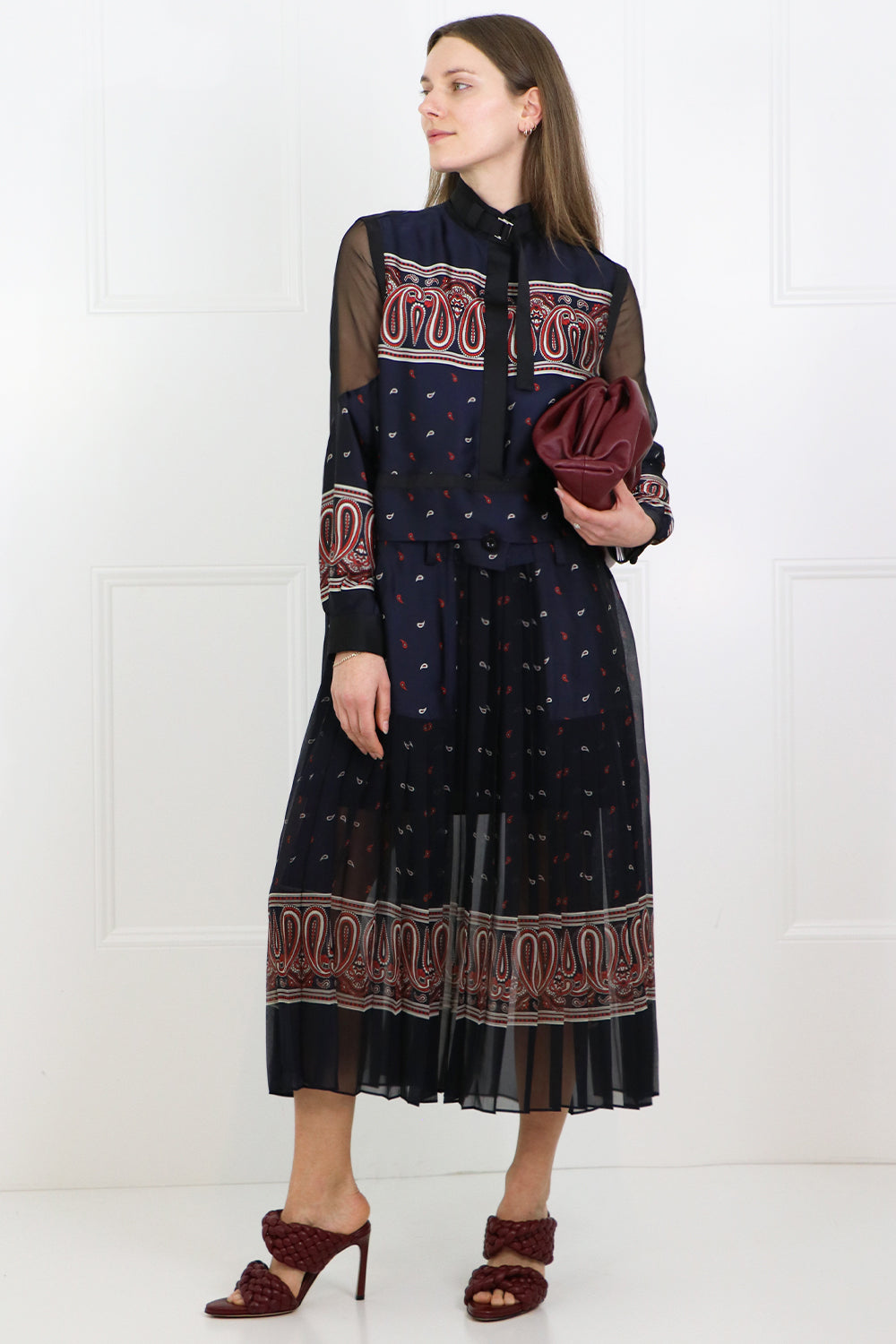 SACAI RTW PAISLEY PRINT MAXI DRESS NAVY