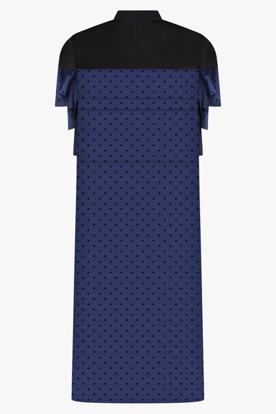 Polka Dot Flock Print Dress | Blue – Parlour X