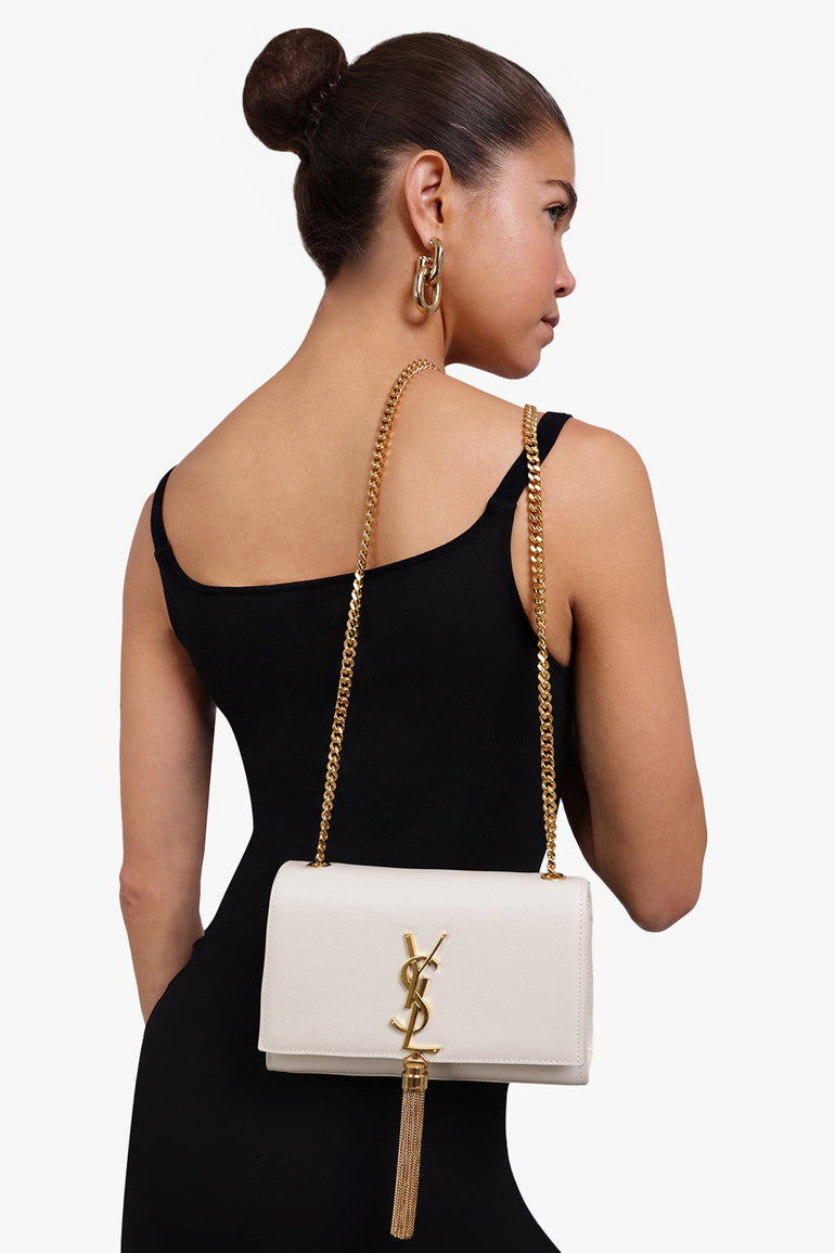 Kate Small Leather Shoulder Bag in White - Saint Laurent