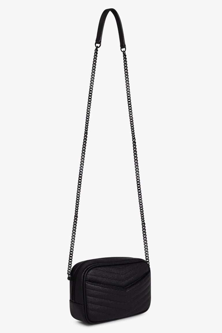 Lou Mini Quilted Leather Crossbody Bag Black