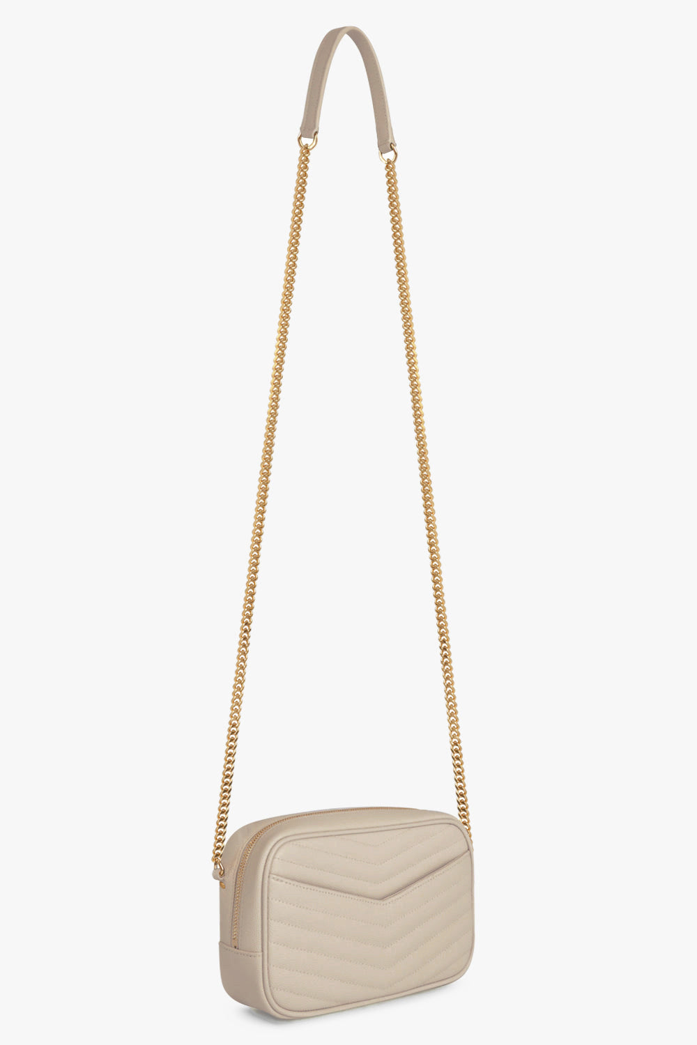 SAINT LAURENT BAGS NEUTRAL LOU MINI QUILTED CAMERA BAG | CREMA SOFT/GOLD