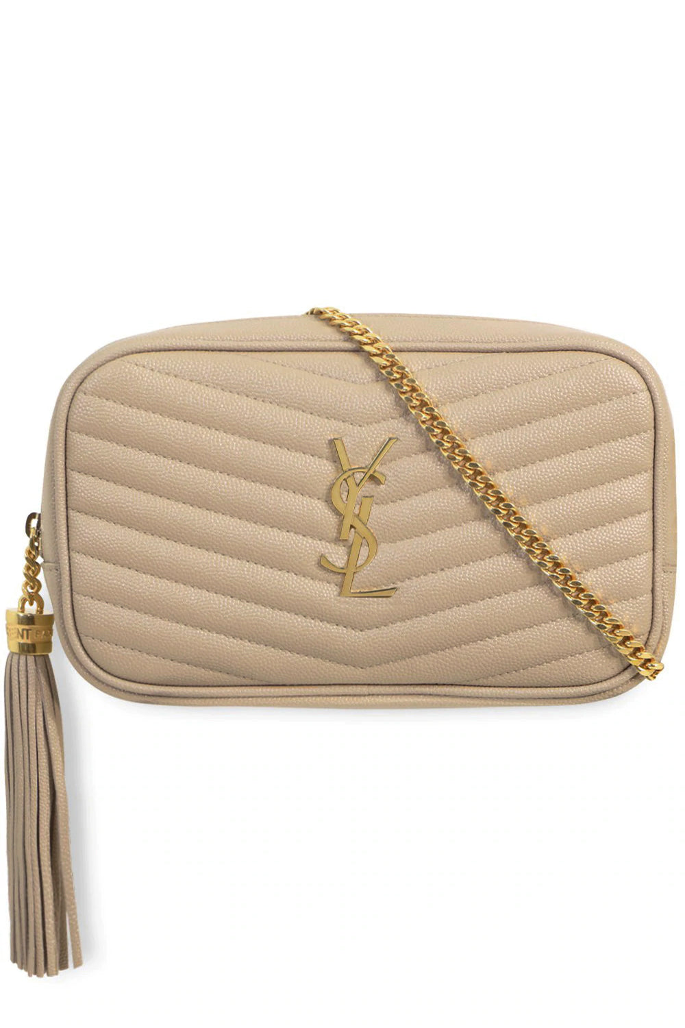 Saint Laurent Lou Mini Quilted Leather Camera Bag In Beige