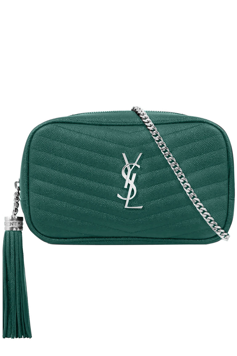 Saint Laurent, Bags, Monogram Quilted Leather Card Holder In Petrol Green  Silver