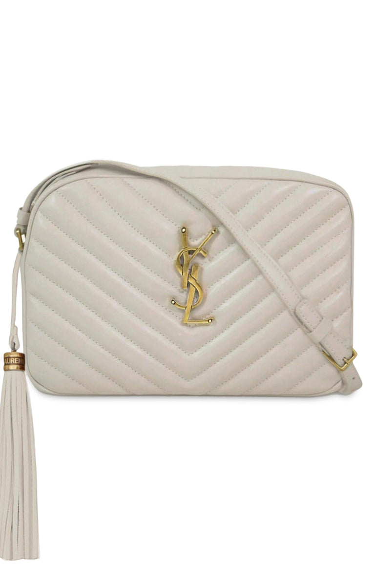 SAINT LAURENT BAGS WHITE LOU QUILTED CAMERA BAG | CREMA SOFT/GOLD