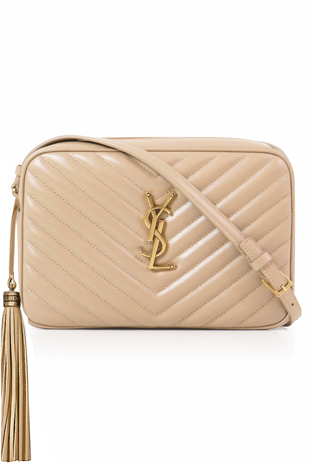 Saint Laurent Lou Camera Bag Quilted Blanc Vintage in Calfskin Leather with  Brushed Gold-tone - US