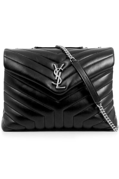 Saint Laurent YSL Monogram Medium Loulou in Dark Green Quilted Matelassé  Calfskin - SOLD