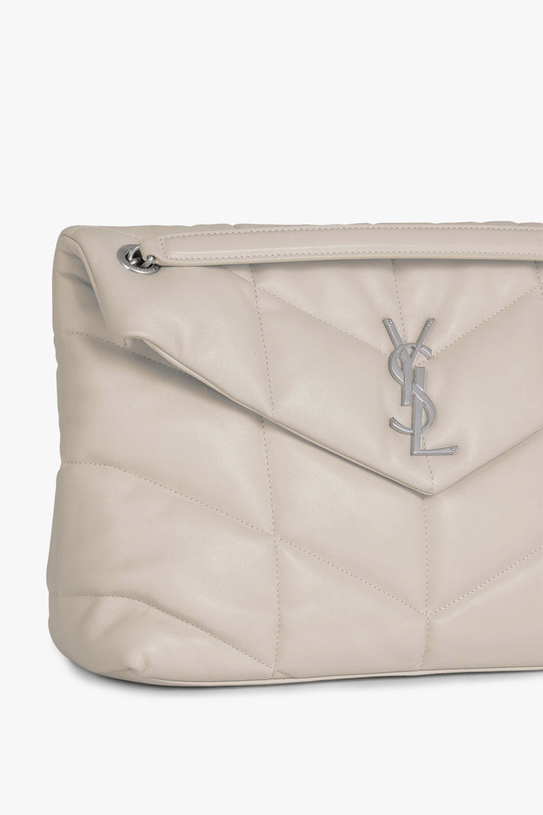 SAINT LAURENT BAGS WHITE LOULOU MEDIUM PUFFER BAG CREMA/SILVER