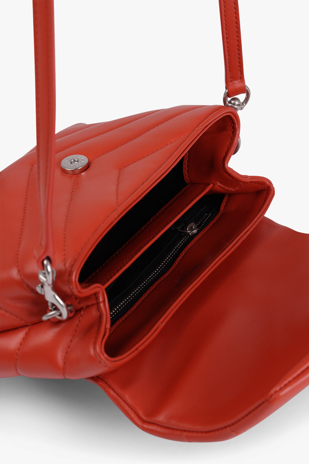 SAINT LAURENT LOULOU TOY FLAP BAG ADJUSTABLE STRAP RED ORANGE