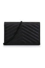 SAINT LAURENT SMALL MONOGRAMME QUILTED CHAIN WALLET BLACK SILVER – Parlour X