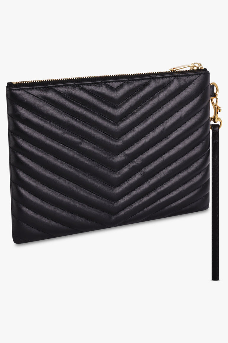 SAINT LAURENT SMALL MONOGRAMME QUILTED POUCH FOG GOLD PARLOUR X