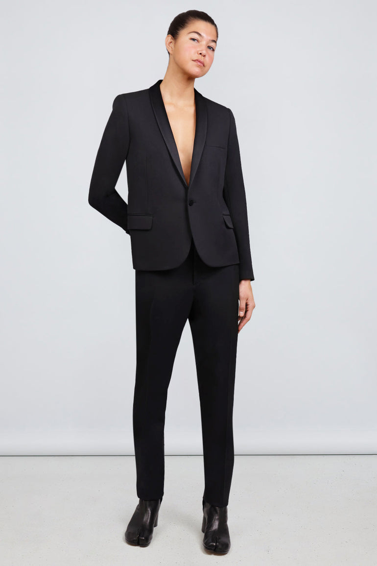 SAINT LAURENT RTW SLIM FIXED WAIST PANT BLACK