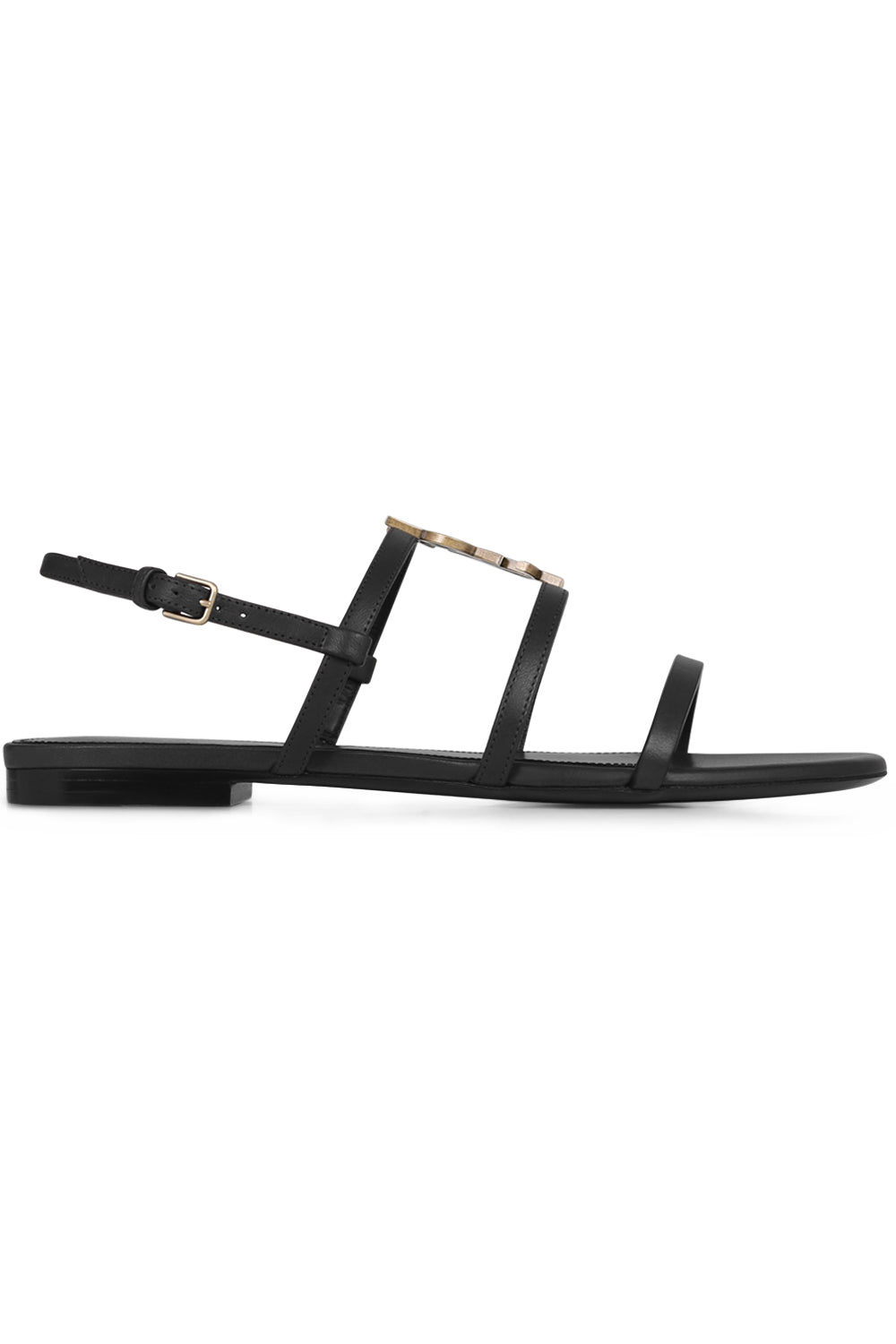 Saint Laurent Black Cassandra Flat Sandals Saint Laurent