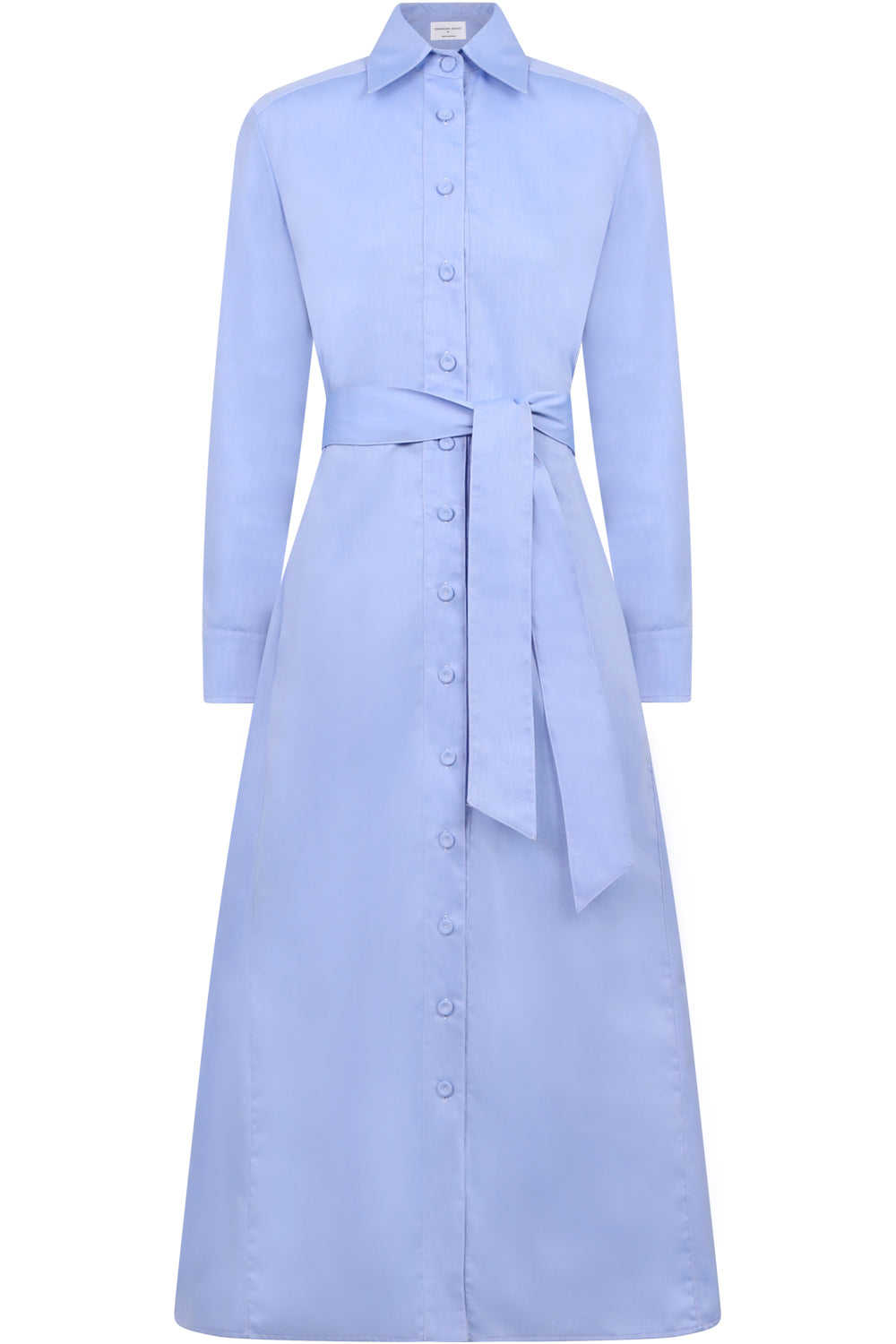 SPARROWS WEAVE RTW LONG SLEEVE FITTED DRESS WITH BELT TWILL BLUE