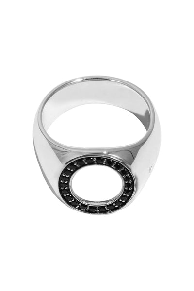 OPEN OVAL RING BLACK SPINEL SILVER