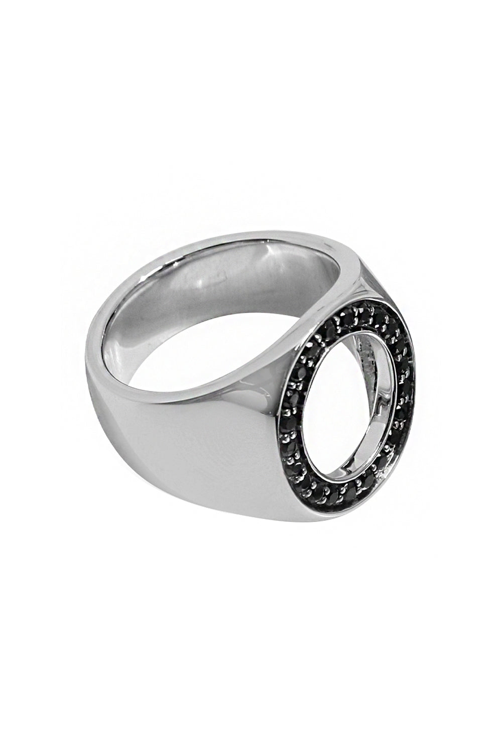 TOM WOOD OPEN OVAL RING BLACK SPINEL SILVER NEW SEASON PARLOUR X