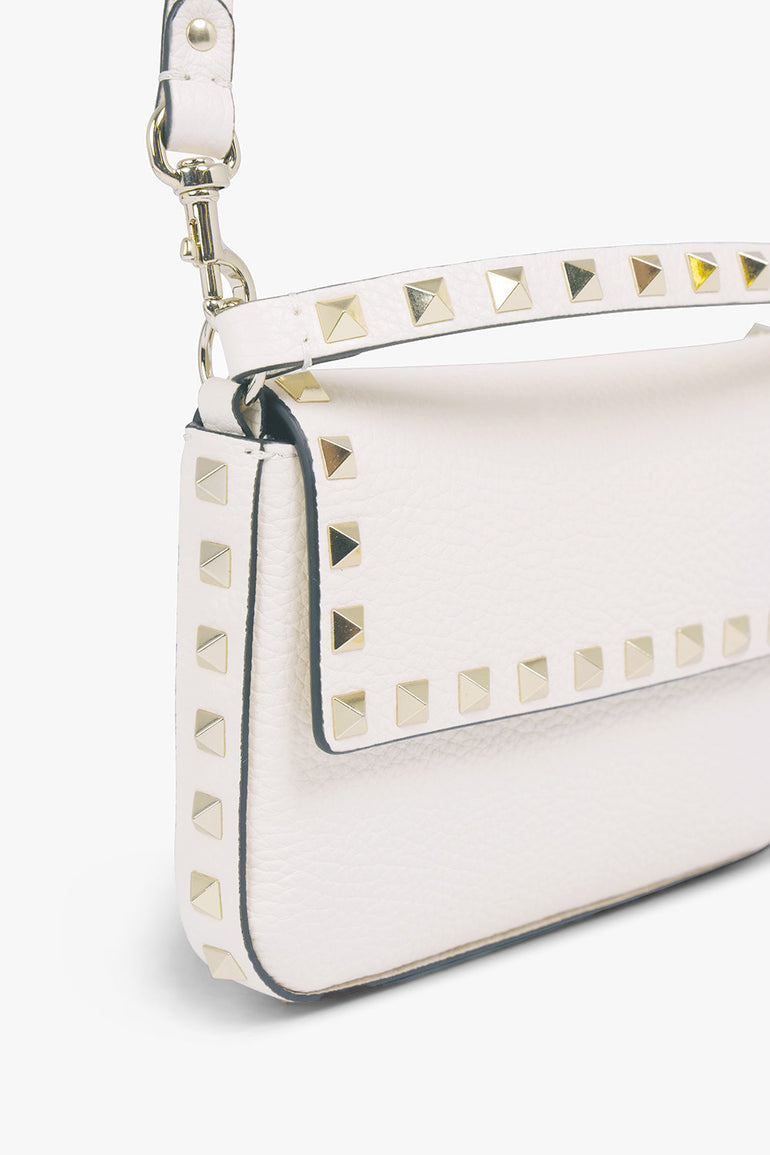 VALENTINO GARAVANI BAGS WHITE ROCKSTUD POUCH | LIGHT IVORY