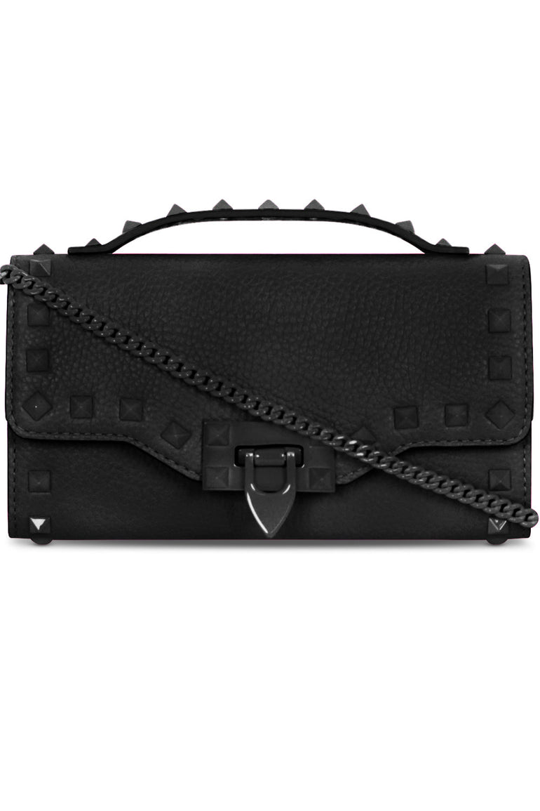 Shop Valentino Garavani Rockstud Leather Wallet-On-Chain