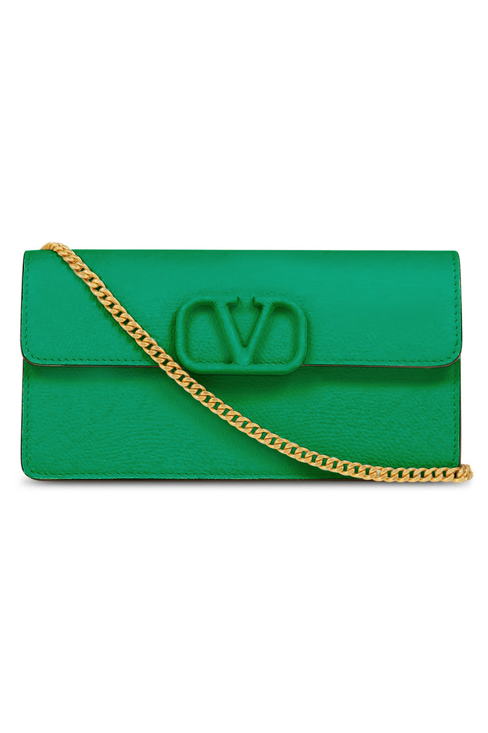 Shop Valentino Garavani VLogo Patent Leather Wallet-On-Chain