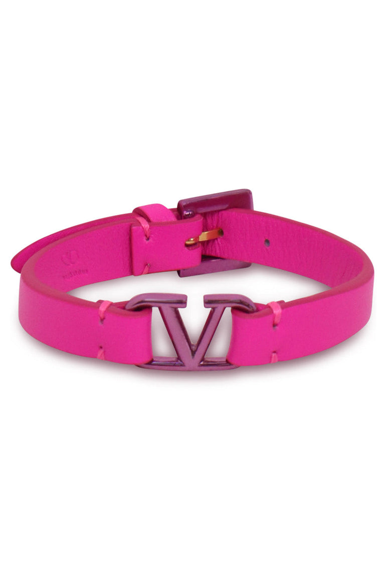 Valentino Garavani Vlogo Signature Leather Bracelet - Pink