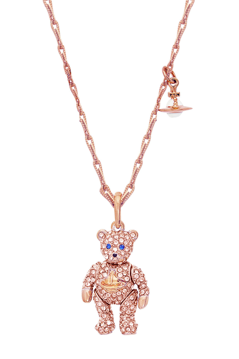 VIVIENNE WESTWOOD LITTLE PAVE TEDDY LONG PENDANT PINK GOLD PARLOUR