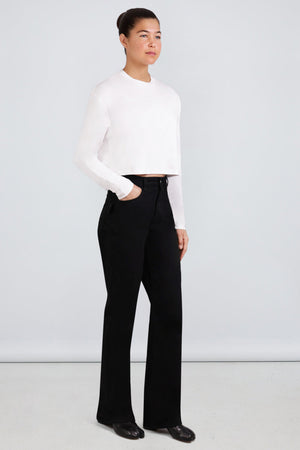 WARDROBE NYC RTW LONG SLEEVE CROP T-SHIRT | WHITE